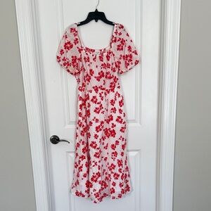 J. Crew Puff Sleeve Midi Dress in Cherry Blossom Print